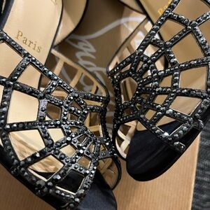 Christian Louboutin Aranea Spider Web Dorsay Heels In Black Hematite Size 35.5